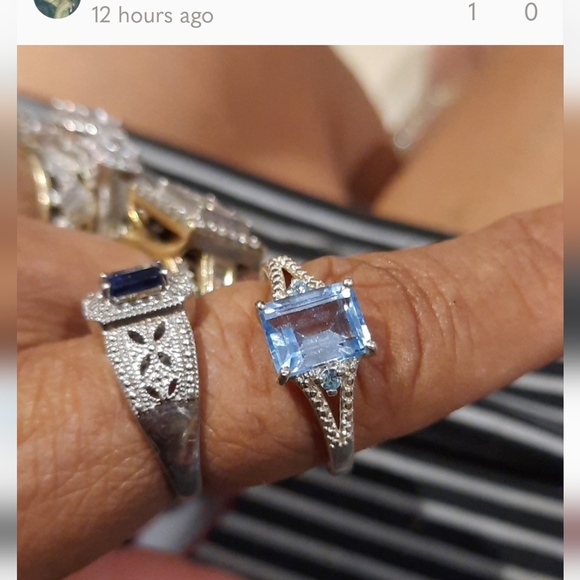 NWT AUTHENTIC BLUE TOPAZ ๐ GENUINE SOLID STERLING SILVER RING 10 - Picture 1 of 3